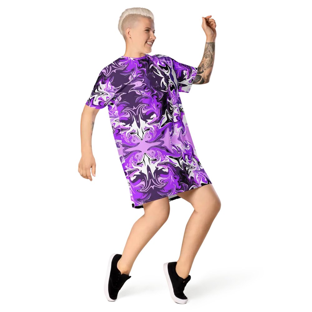 Purple Swirl Pattern T-Shirt Dress product image (8)