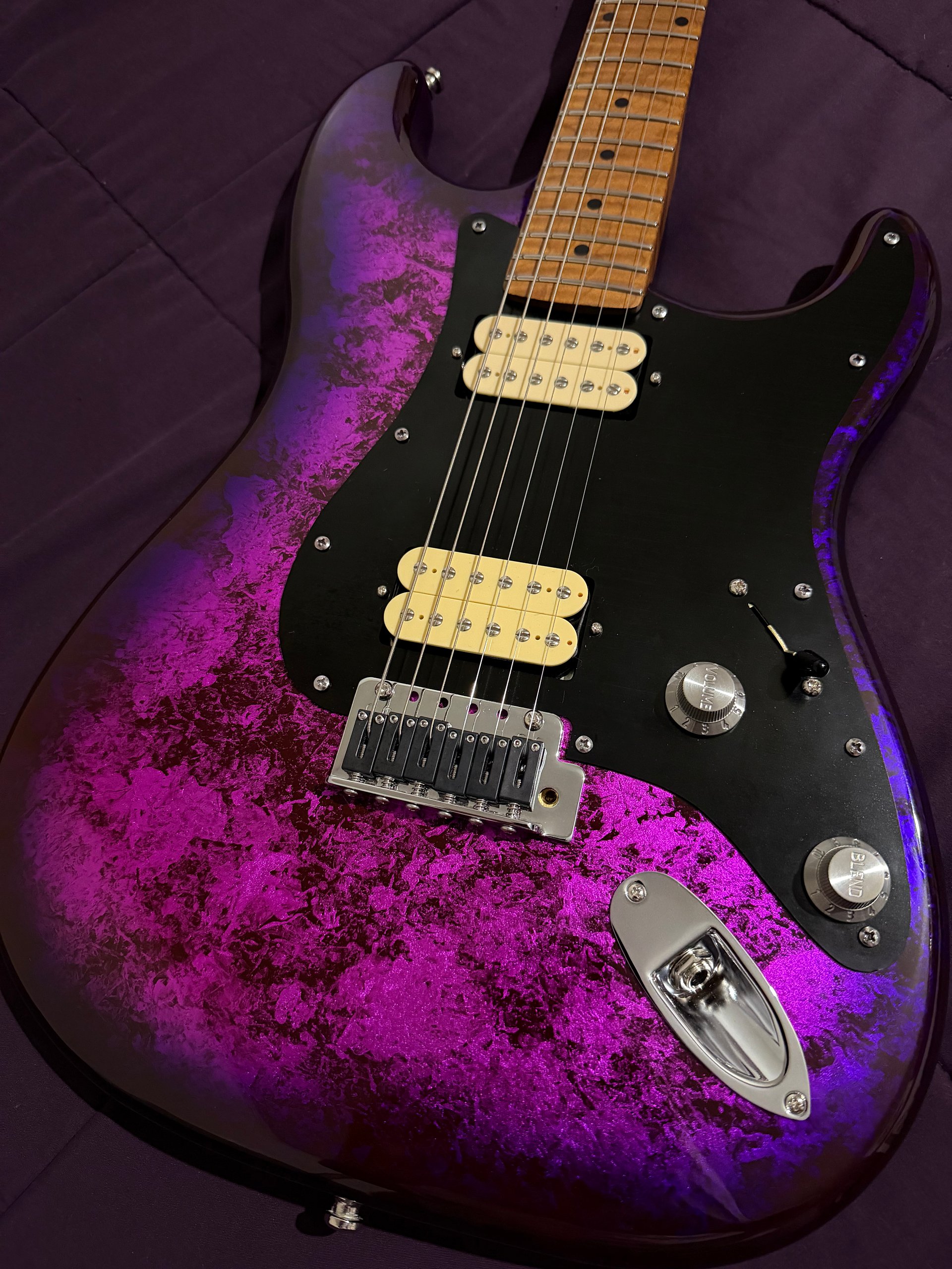 GD Guitars Super S – Silver Flake Metallic Purple Burst – Gamsbuckers – Upgraded Trem – Pro Setup product image (1)