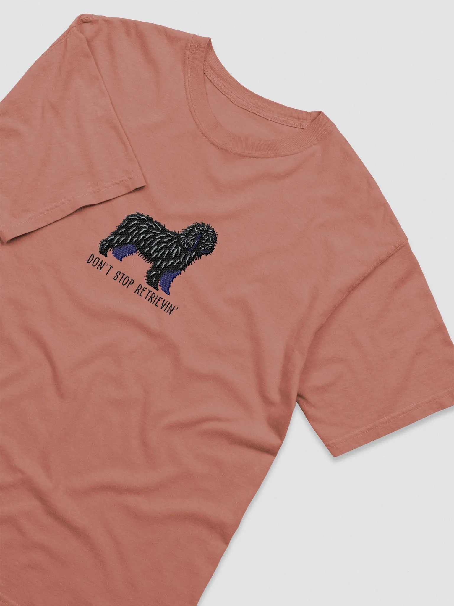 Don't Stop Retrievin' T-Shirt(Embroidered) of a Spanish Water Dog(Black) product image (6)