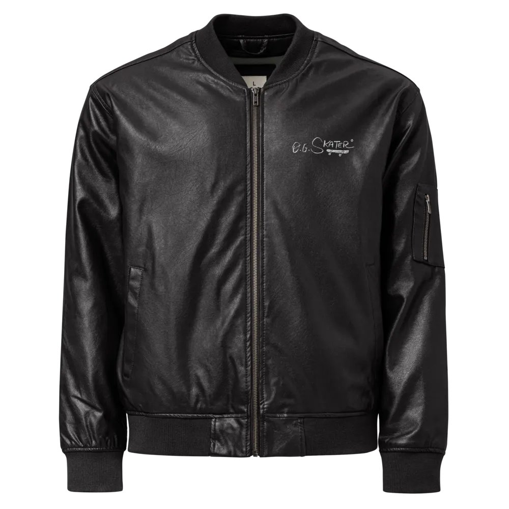 (Embroidered) Faux Leather Bomber Jacket - by O.G. Skater® product image (2)