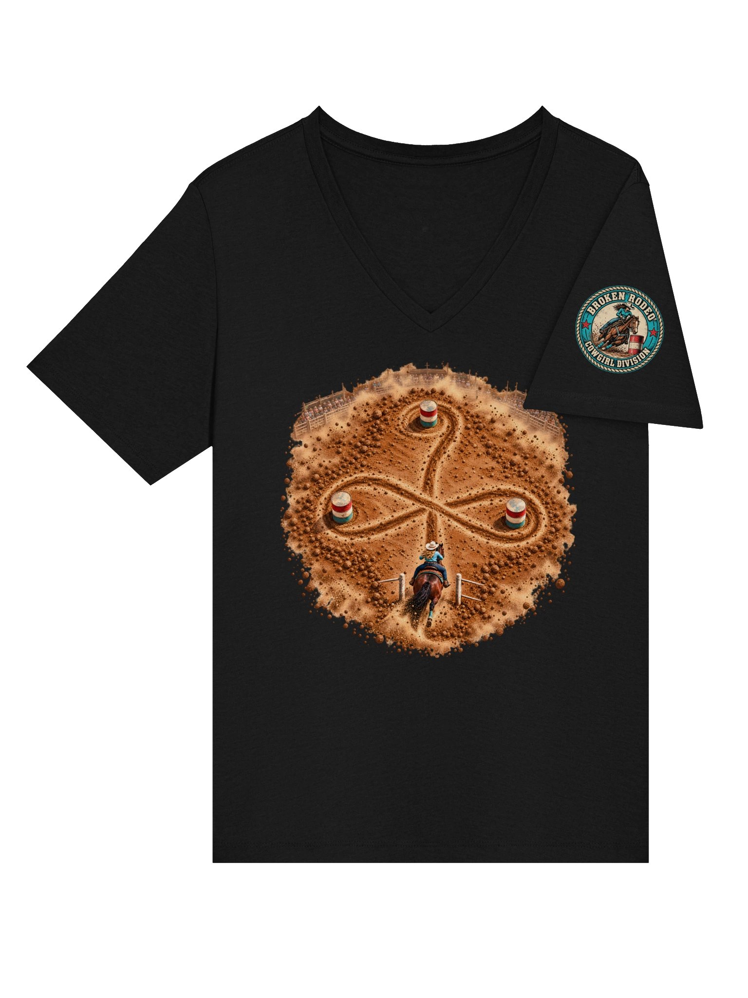 Barrel Racing V-Neck — Cloverleaf Overhead Rodeo Shirt | Broken Cowgirl™ product image (6)