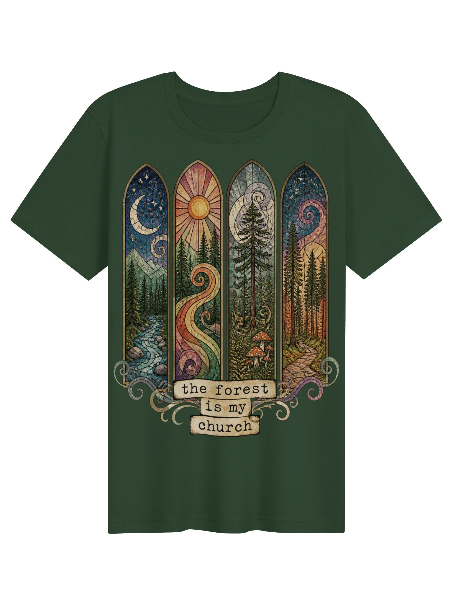 Forest Is My Church Shirt, Stained Glass Nature Lover Tee product image (2)