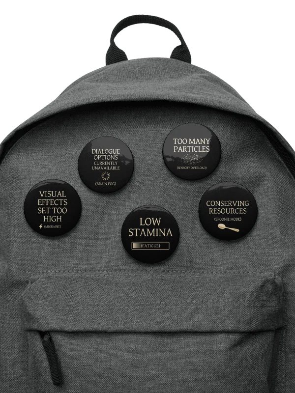 Spoonie Status Pin Set | Chronic Illness Communication Buttons Set of 5 product image (3)