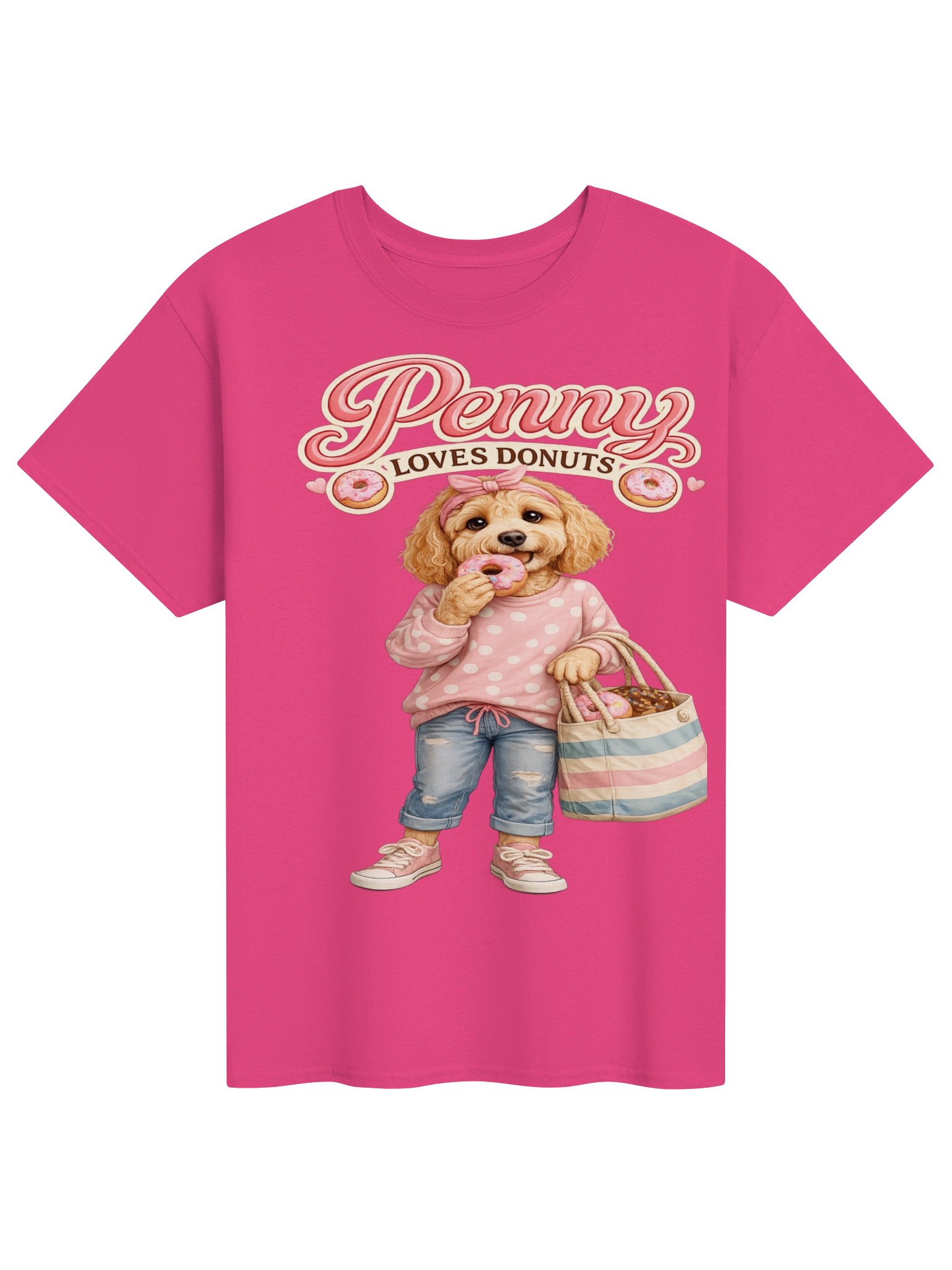 Penny Loves Donuts Cute Dog Adult Tee product image (1)