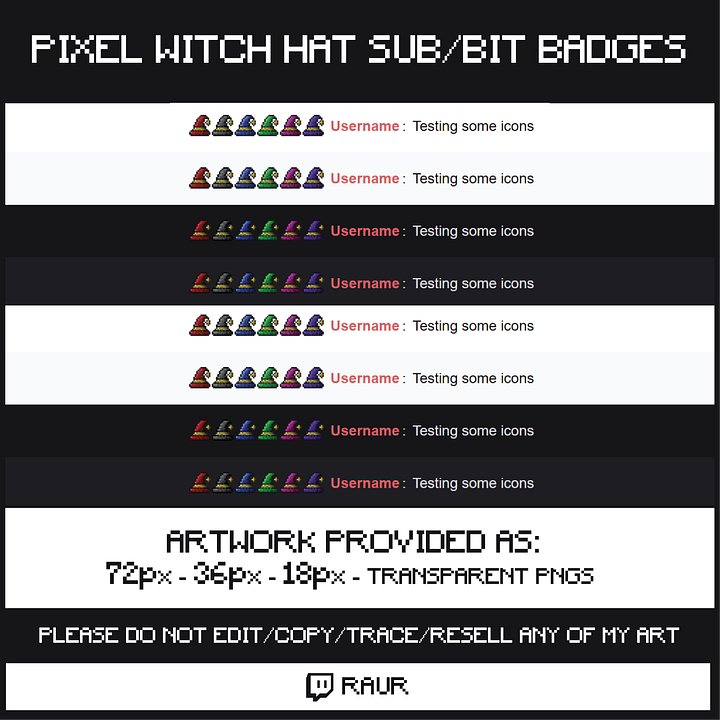 Twitch Pixel Witches/Wizards Hats - Sub/Bit Badges product image (2)