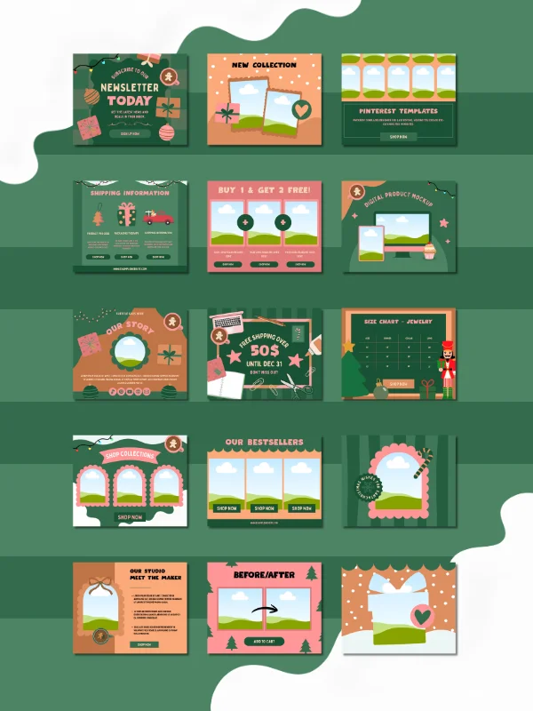 Cute Coquette Christmas Etsy Listing Templates (Canva) product image (4)