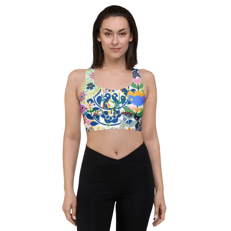 Whimsical Garden Mosaic All-Over Print Sports Bra - UPF50+ protection product image (6)