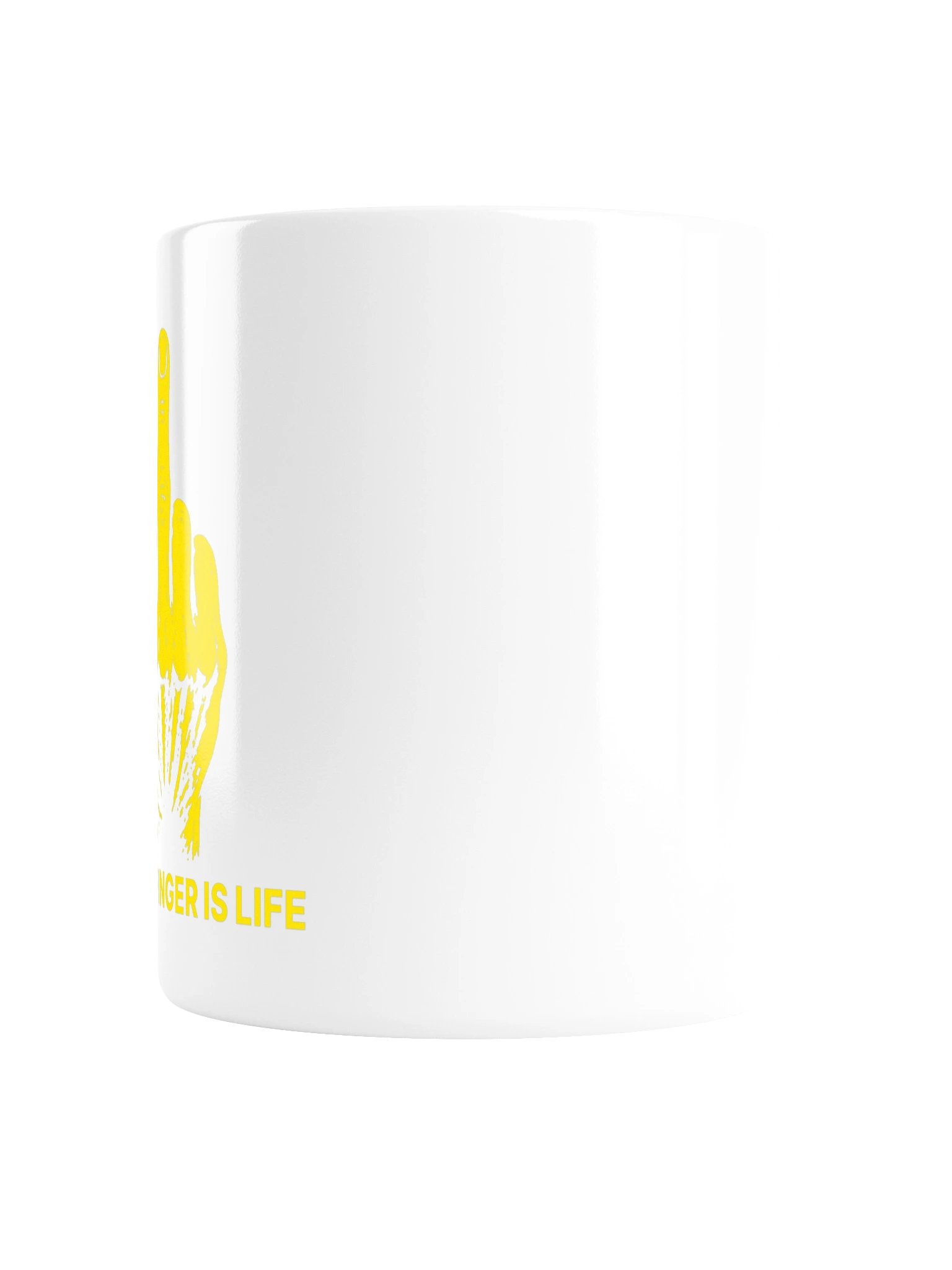 No ShopCo Middle Finger White Glossy Mug - Yellow Artwork product image (2)