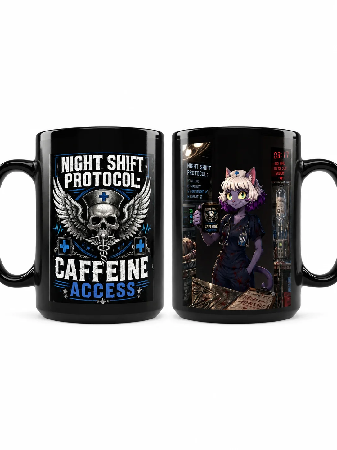 Anime Cat Nurse Coffee Mug | Funny RN Gift | Night Shift Caffeine Cup product image (1)