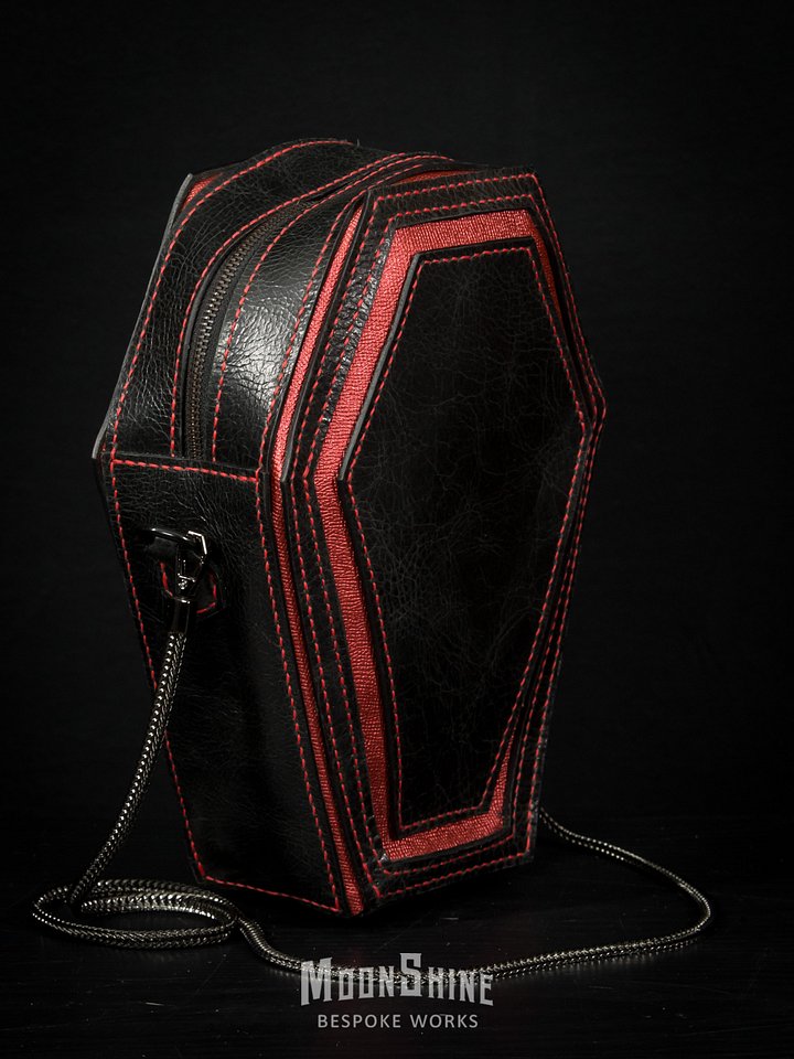Black / Red Leather Coffin Bag product image (2)