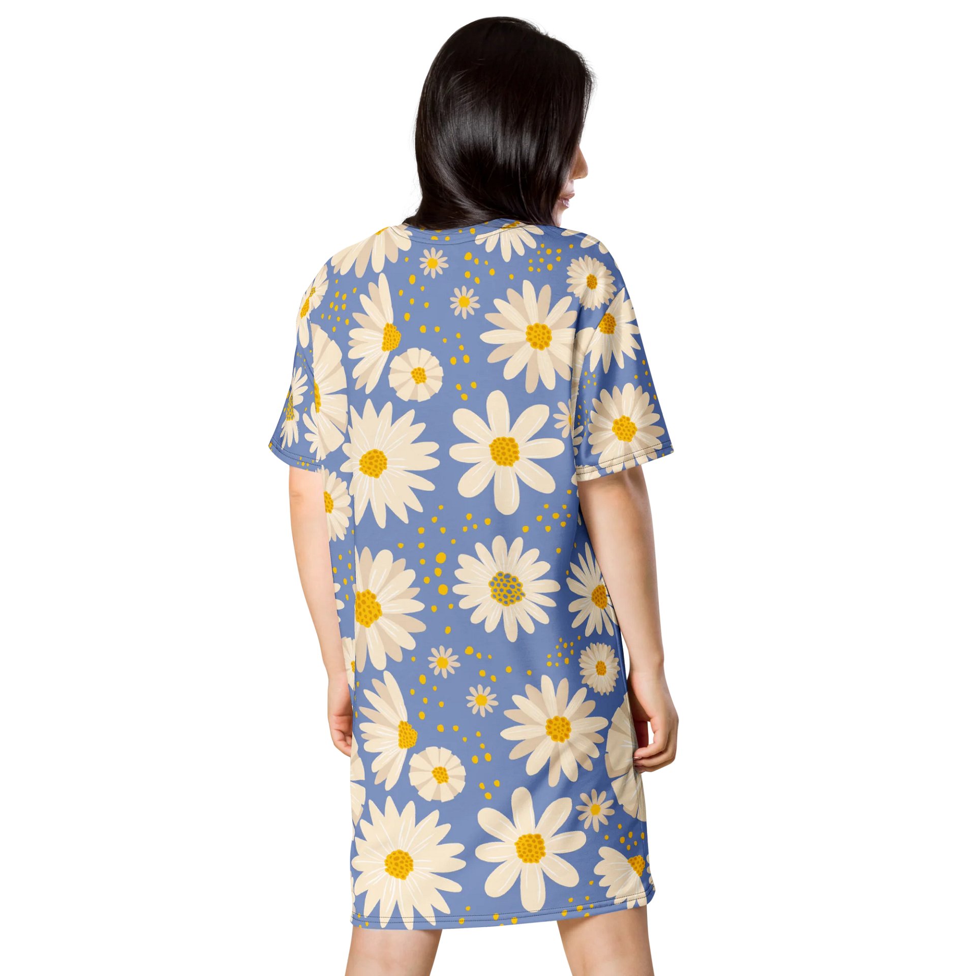 Chic Daisy Print T-Shirt Dress - Oversized Trendy Design | TDSMUSIC.com product image (2)