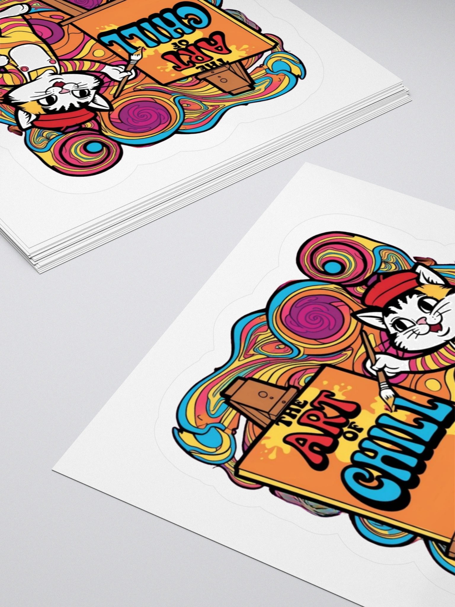Chill Cat Art Kiss Cut Stickers product image (10)