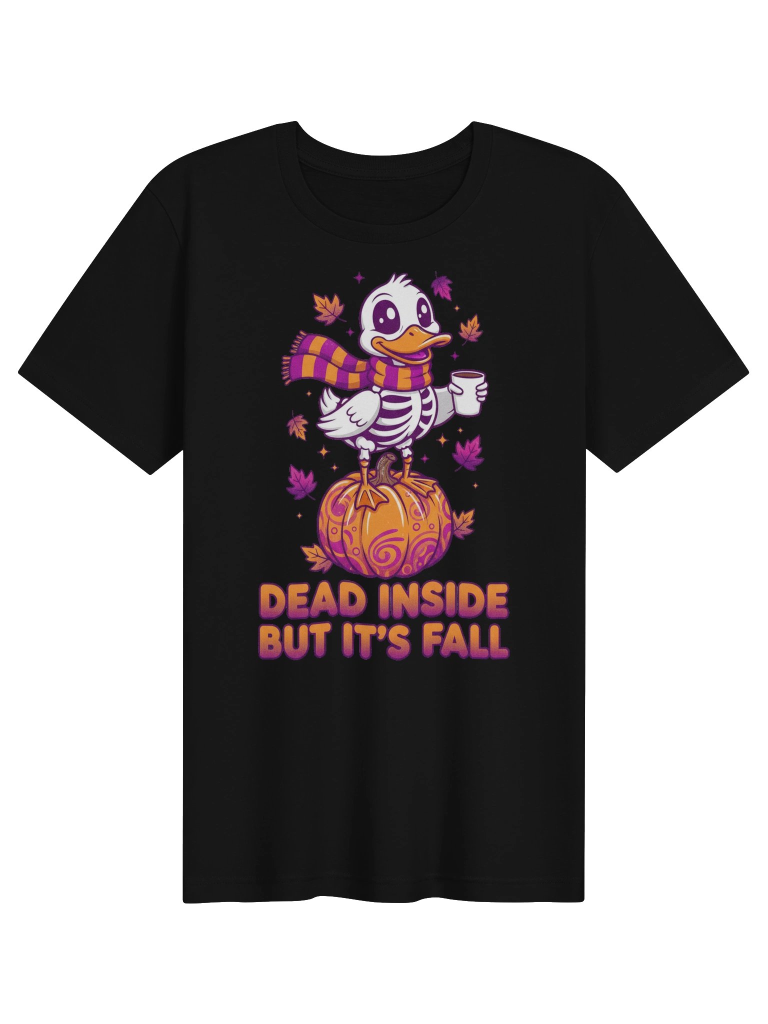 Dead Inside But It's Fall Skeleton Duck Halloween Tee product image (1)
