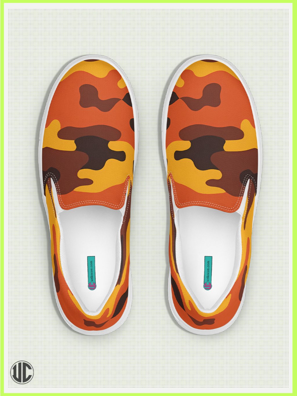 UnkoCon – Savage Sunset Orange Camo Women’s Slip-On Shoes product image (1)