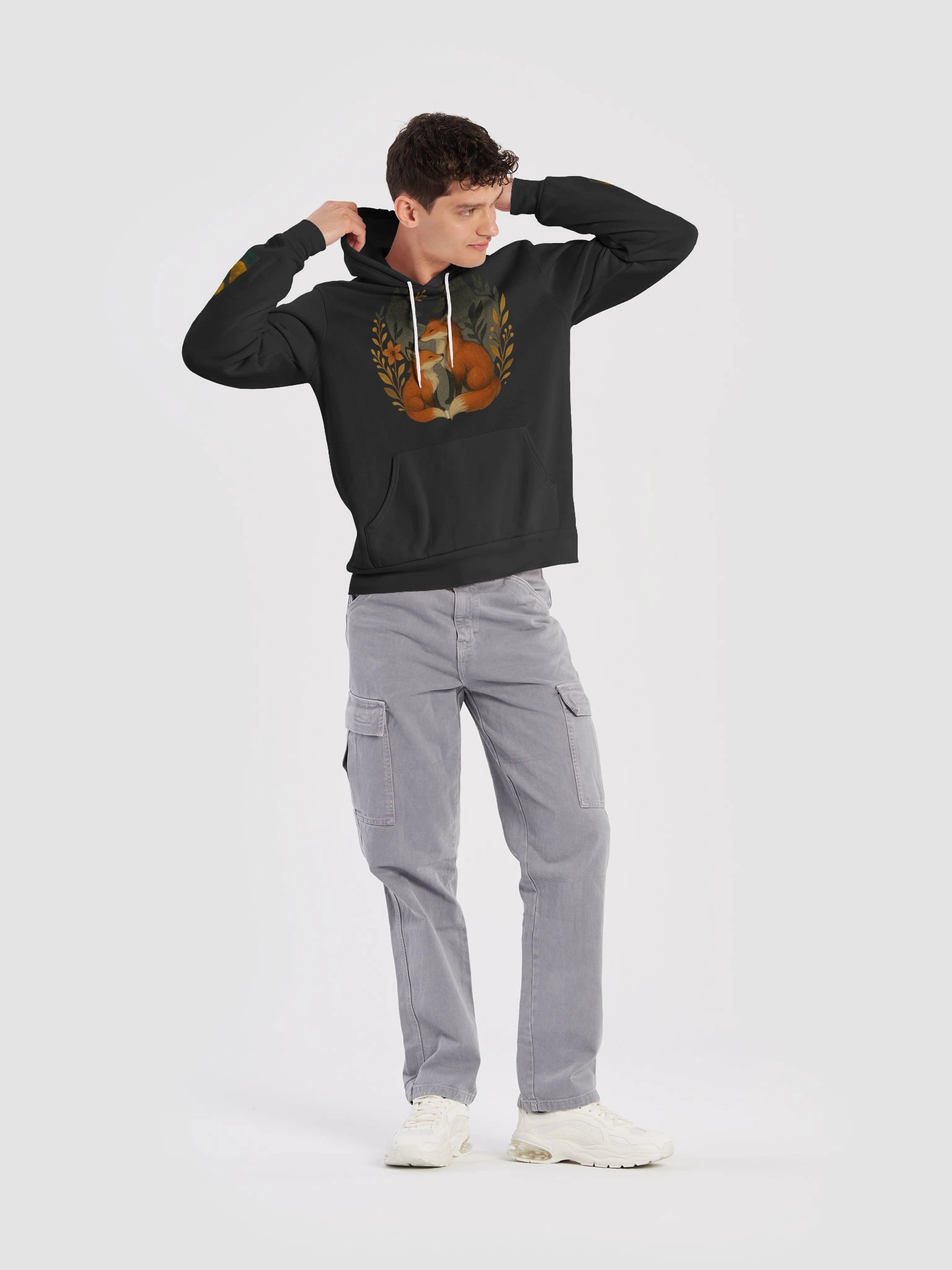 ShadowFox Dreams: Cozy Fleece Pullover with Celestial & Nature Art product image (10)