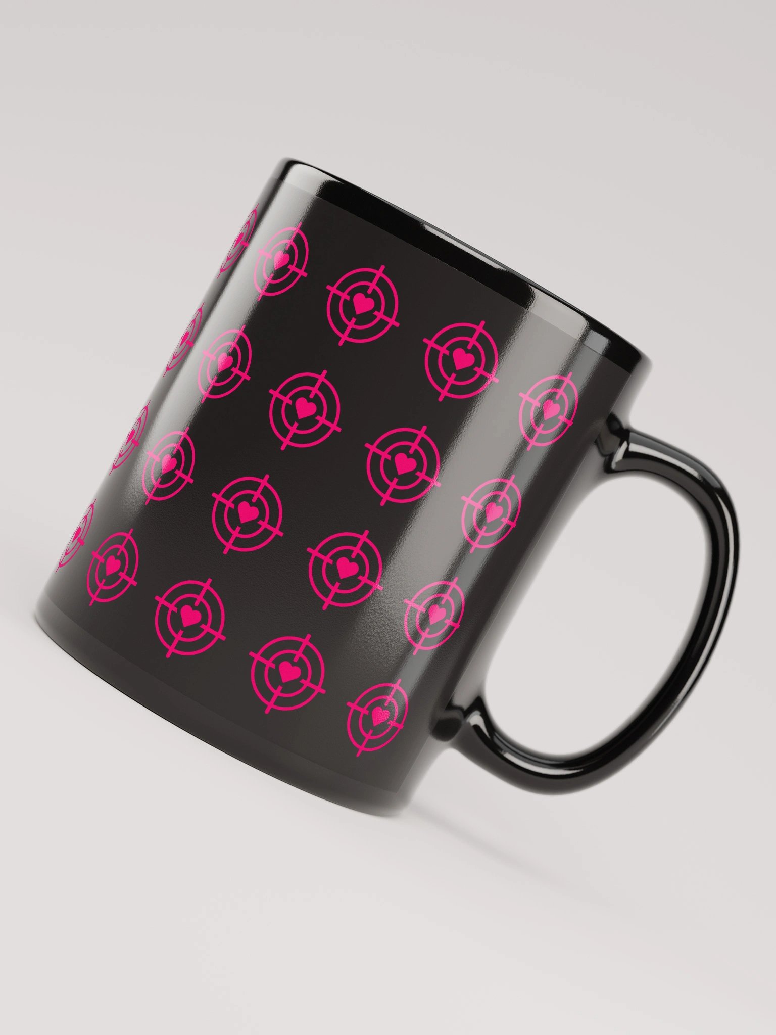 Pink Heart Crosshair Black Mug product image (4)
