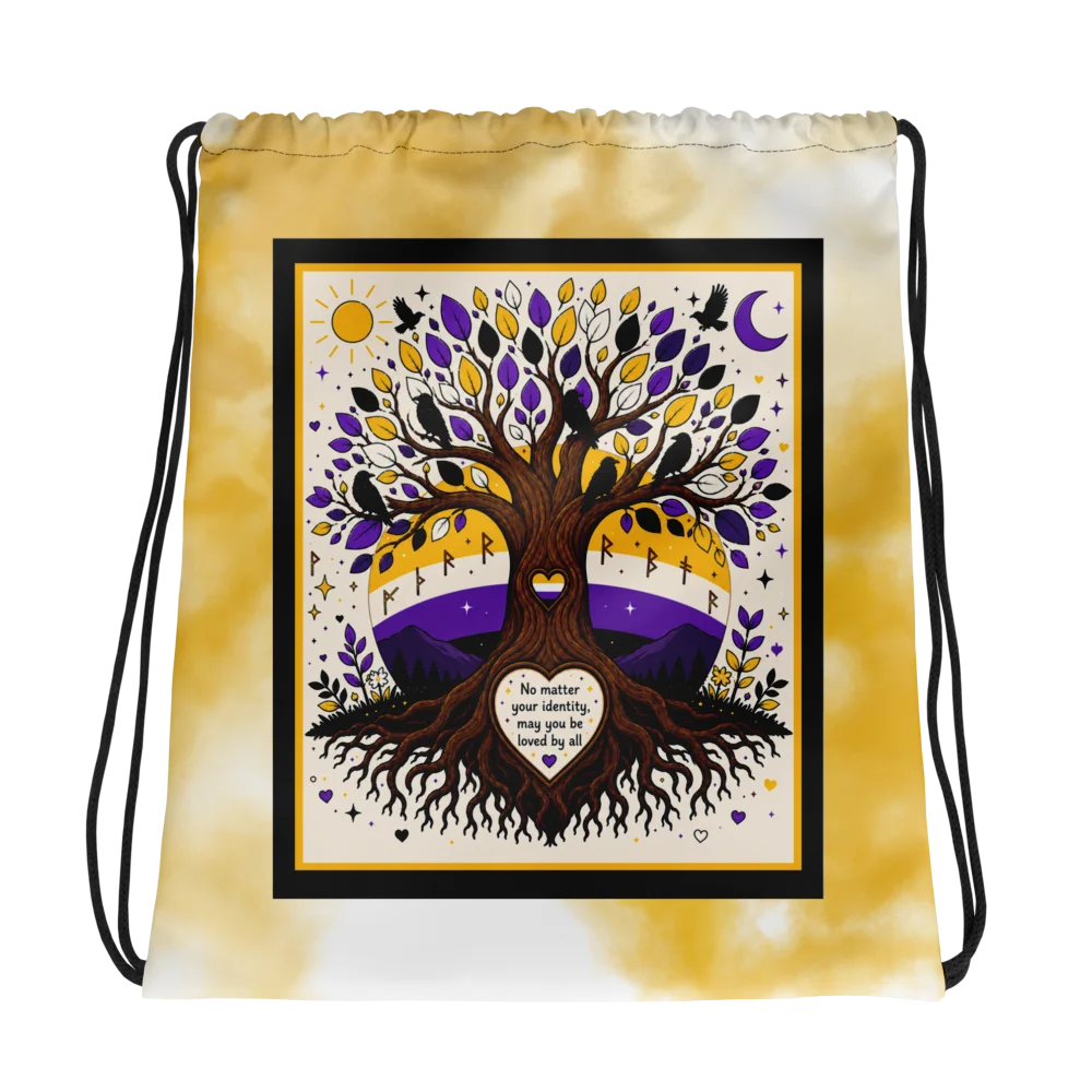 Tree of Love Sticker Drawstring Backpack product image (1)