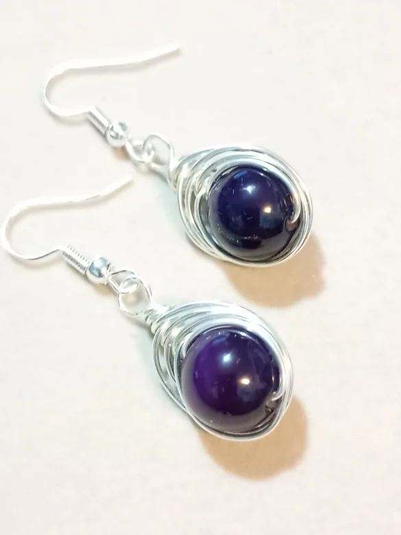 Handmade Purple Drop Earrings | Goth, Silver-Tone | Purplelicious Dreamweaver product image (1)