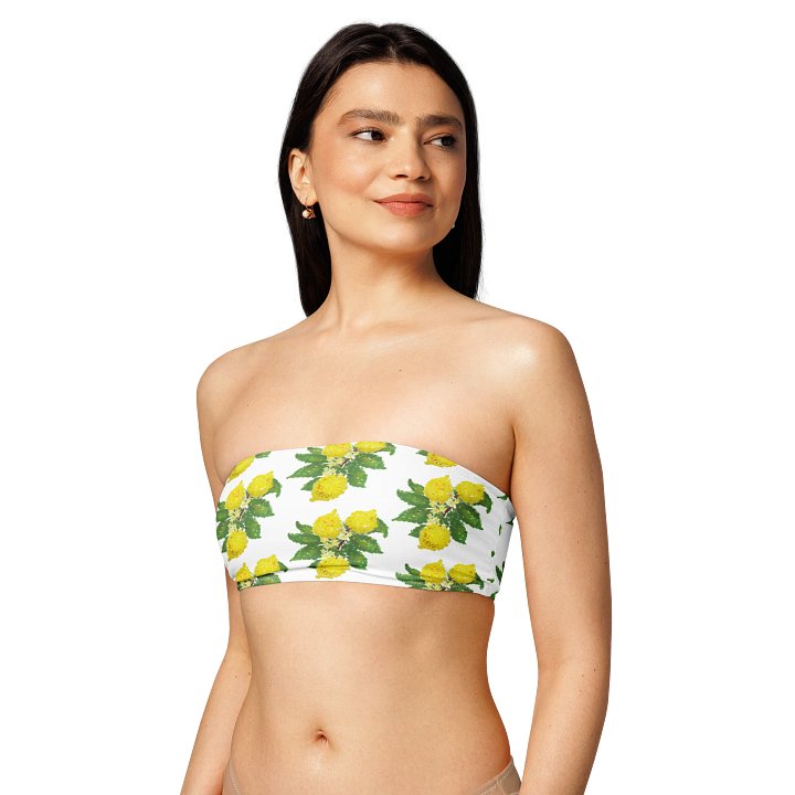 Lemon Love White Recycled Bandeau Bikini Top product image (1)