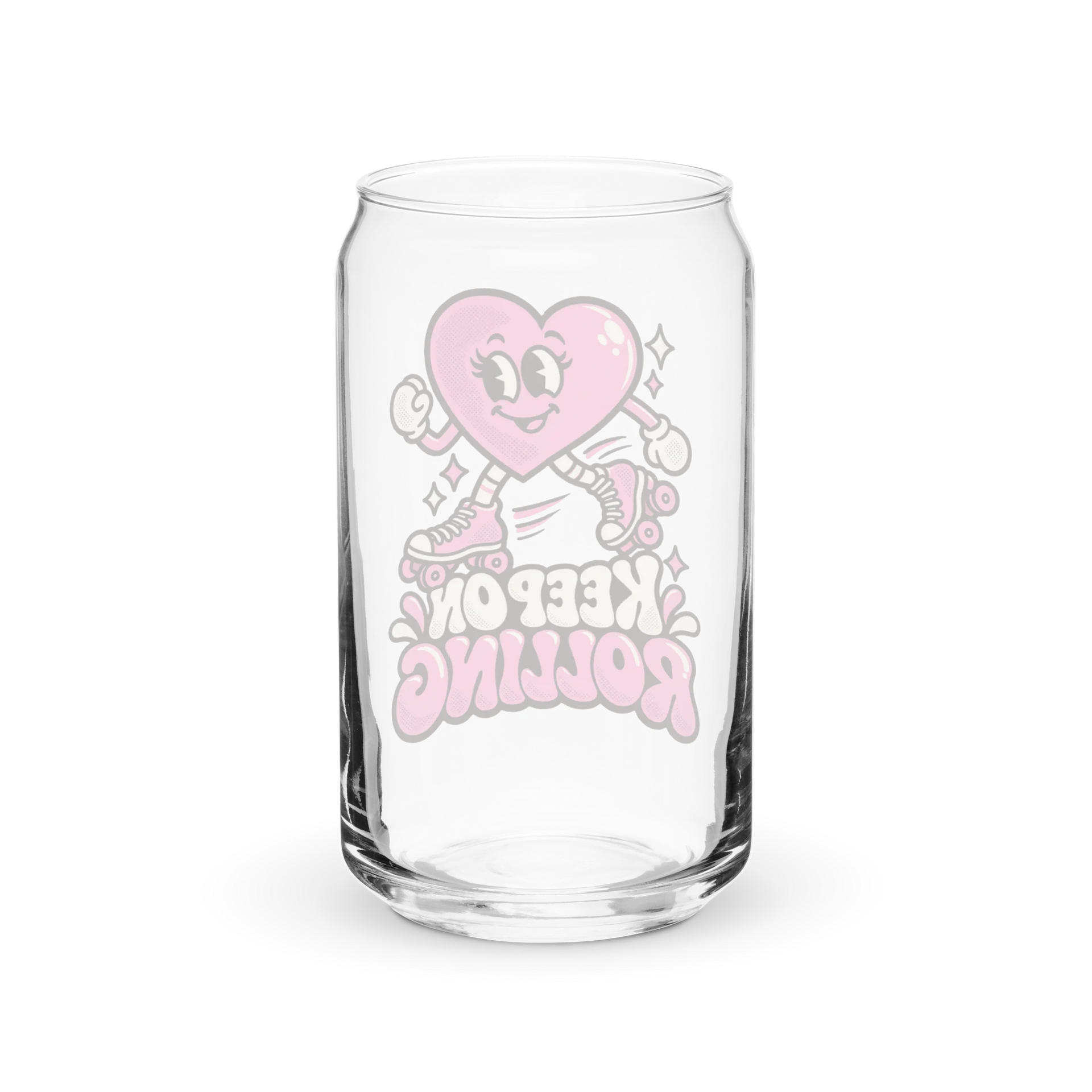 Keep on Rolling Retro Heart Can-Shaped Glass | 16 oz product image (2)