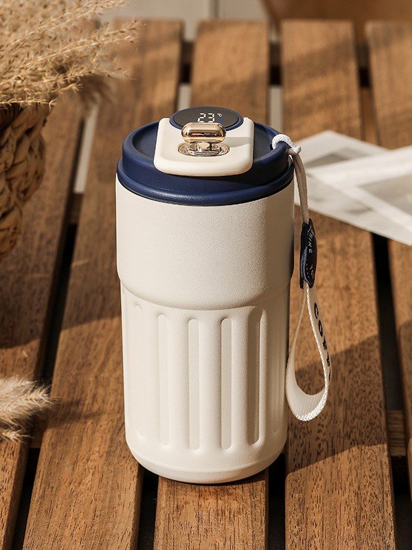 Smart Coffee Tumbler with LED Temperature Display - Insulated Leak-Proof Travel Mug with Wrist Strap - Modern Aesthetic Stainless Steel Thermal Cup product image (6)