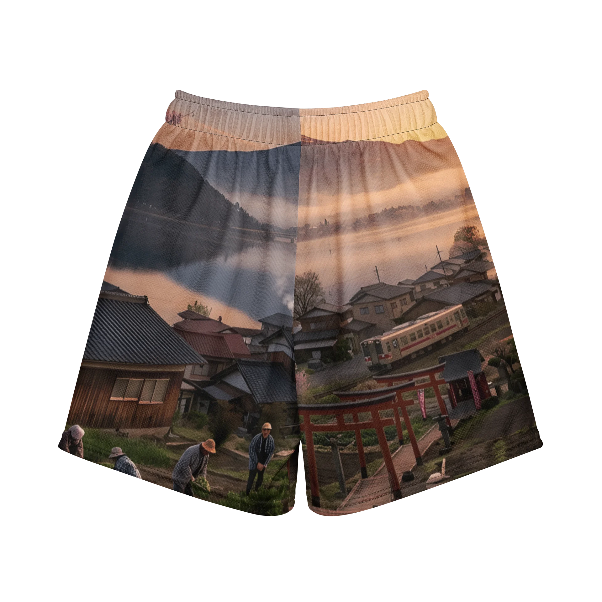Mount Fuji & Japanese Village Youth Recycled Mesh Shorts | UPF50+ product image (2)