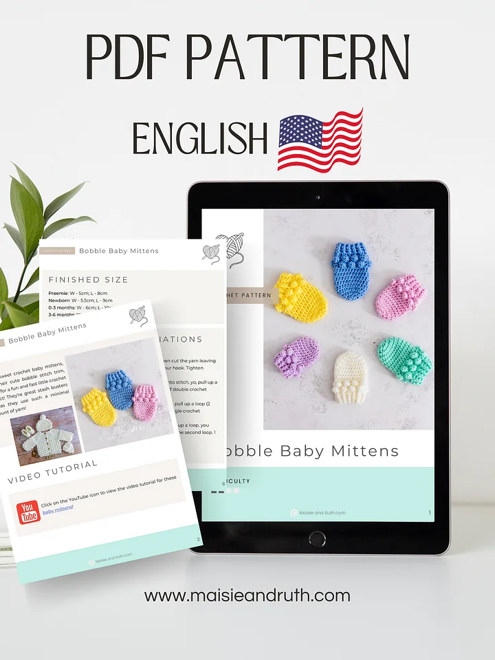 Bobble Baby Mittens Crochet Pattern product image (2)