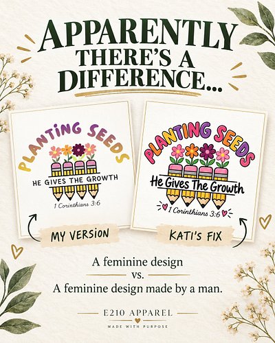 Apparently there’s a difference between “a feminine design” and “a feminine design made by a man.” 😂

This is one of those mo...