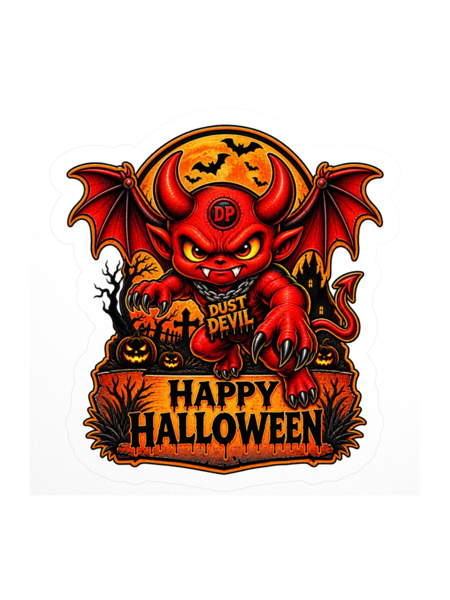 Dust Devil Happy Halloween 3" x 3" sticker product image (1)