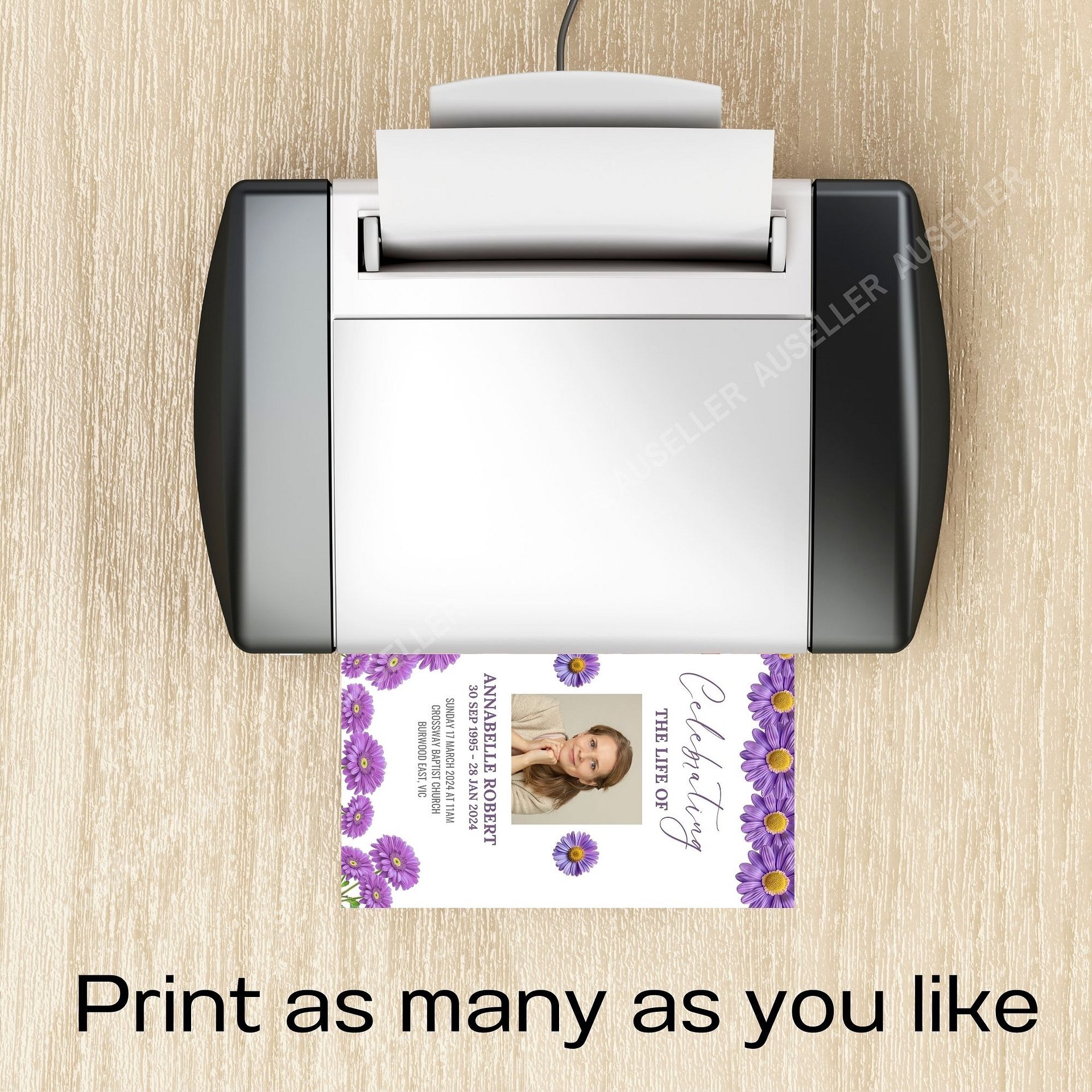Purple Gerberas Funeral Program Canva Template product image (8)