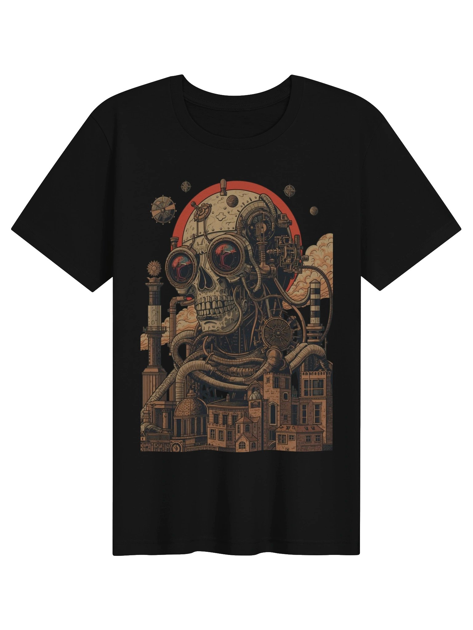 Mechanical Skull Future City Lightweight T-Shirt product image (1)