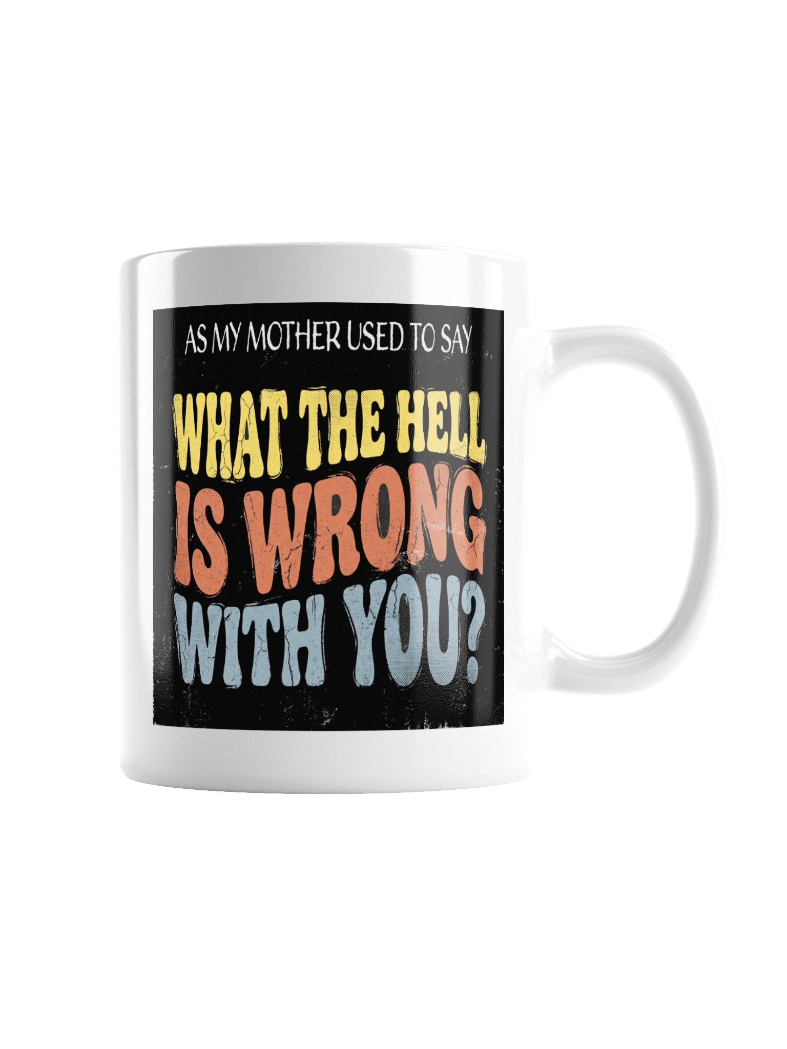 WHAT THE HELL Retro Distressed Ceramic Mug – White product image (3)