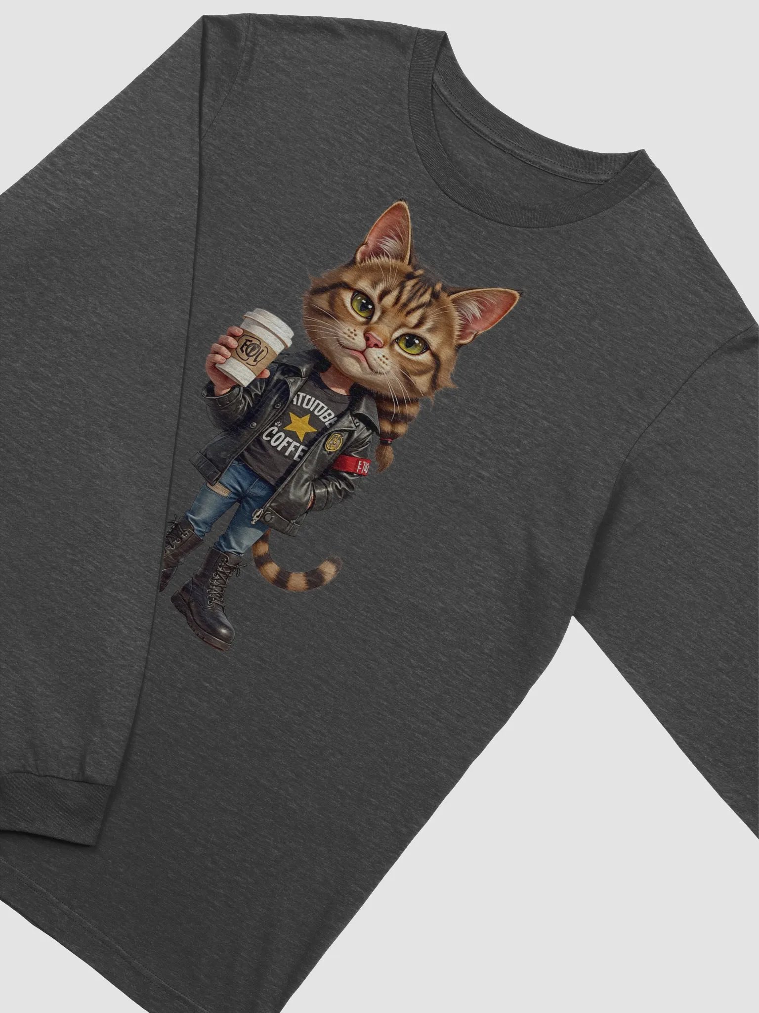 Confident Coffee Cat Long Sleeve Tee product image (36)