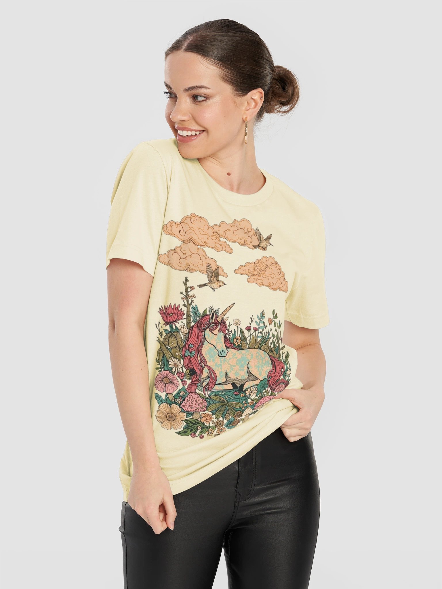 Retro Unicorn & Mystical Garden Tee, Nostalgic Fantasy Shirt product image (12)