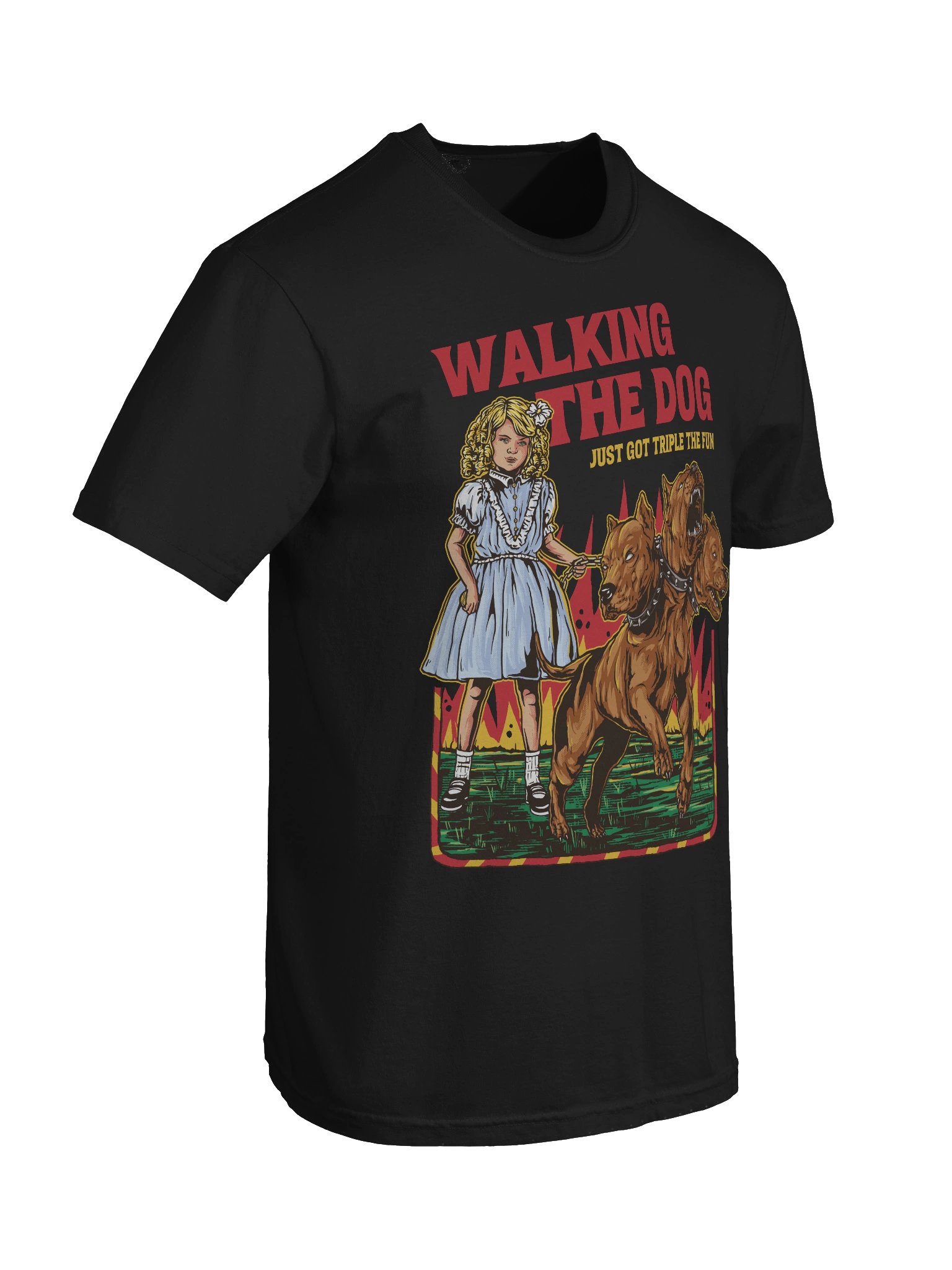 Cerberus Walking The Dog Graphic T-Shirt product image (30)