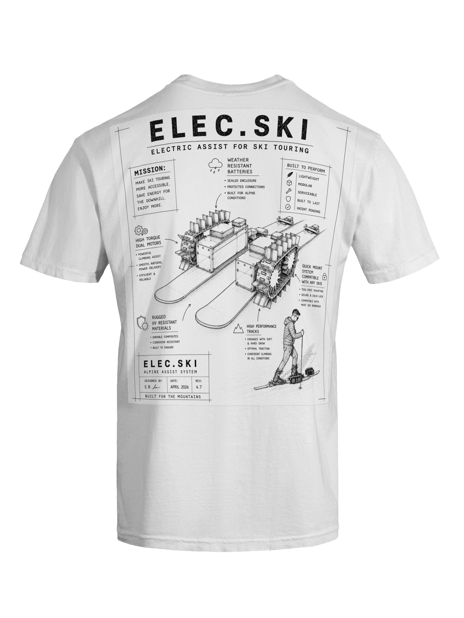 Elec Ski V4.7 Blueprint T-Shirt product image (7)