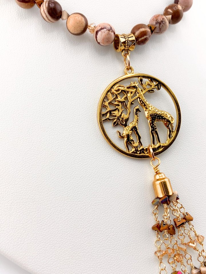 Zebra Jasper Beaded Pendant Necklace Set product image (2)