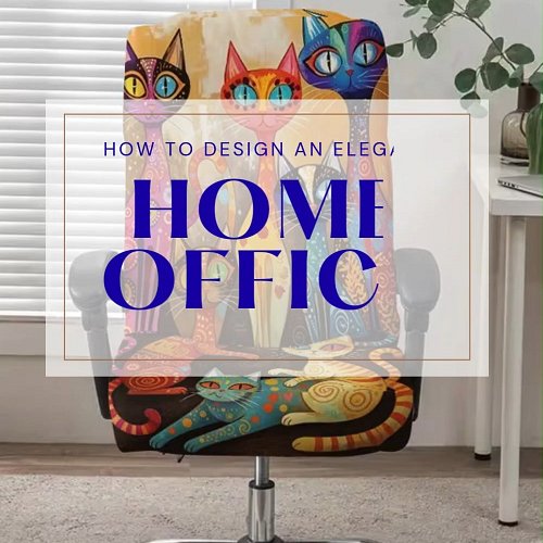 Level up your WFH setup with this stunning artistic chair cover! Featuring a collection of colorful, whimsical cats in a uniq...
