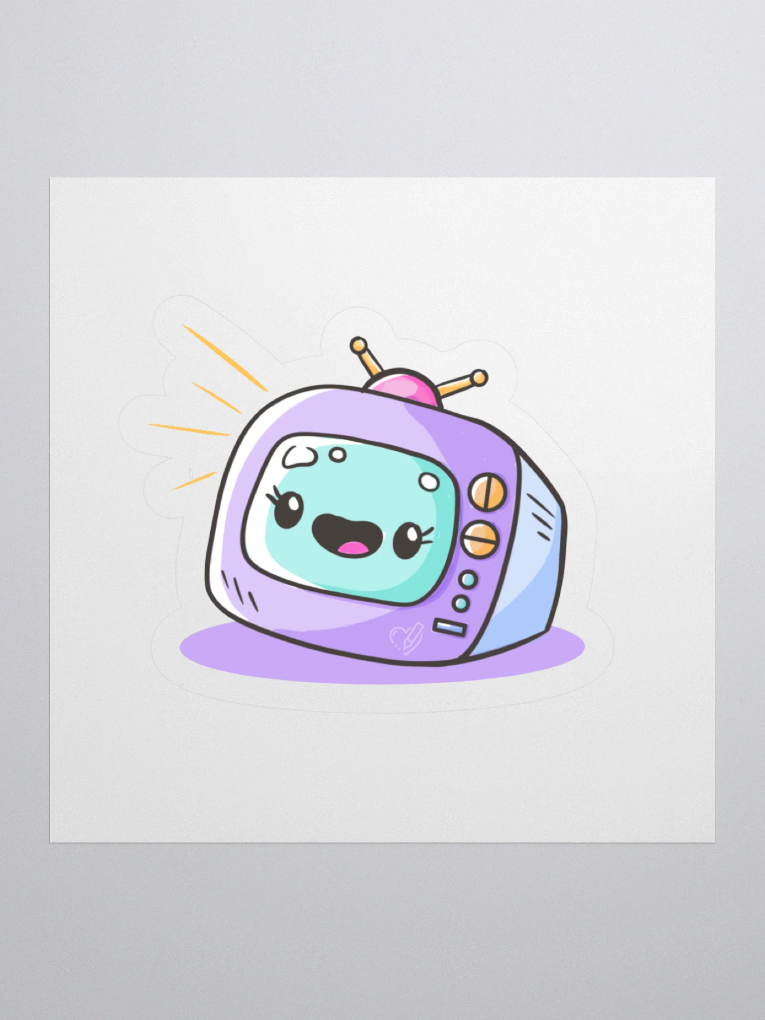 Cute Nostalgic Televison Kiss Cut Sticker product image (1)