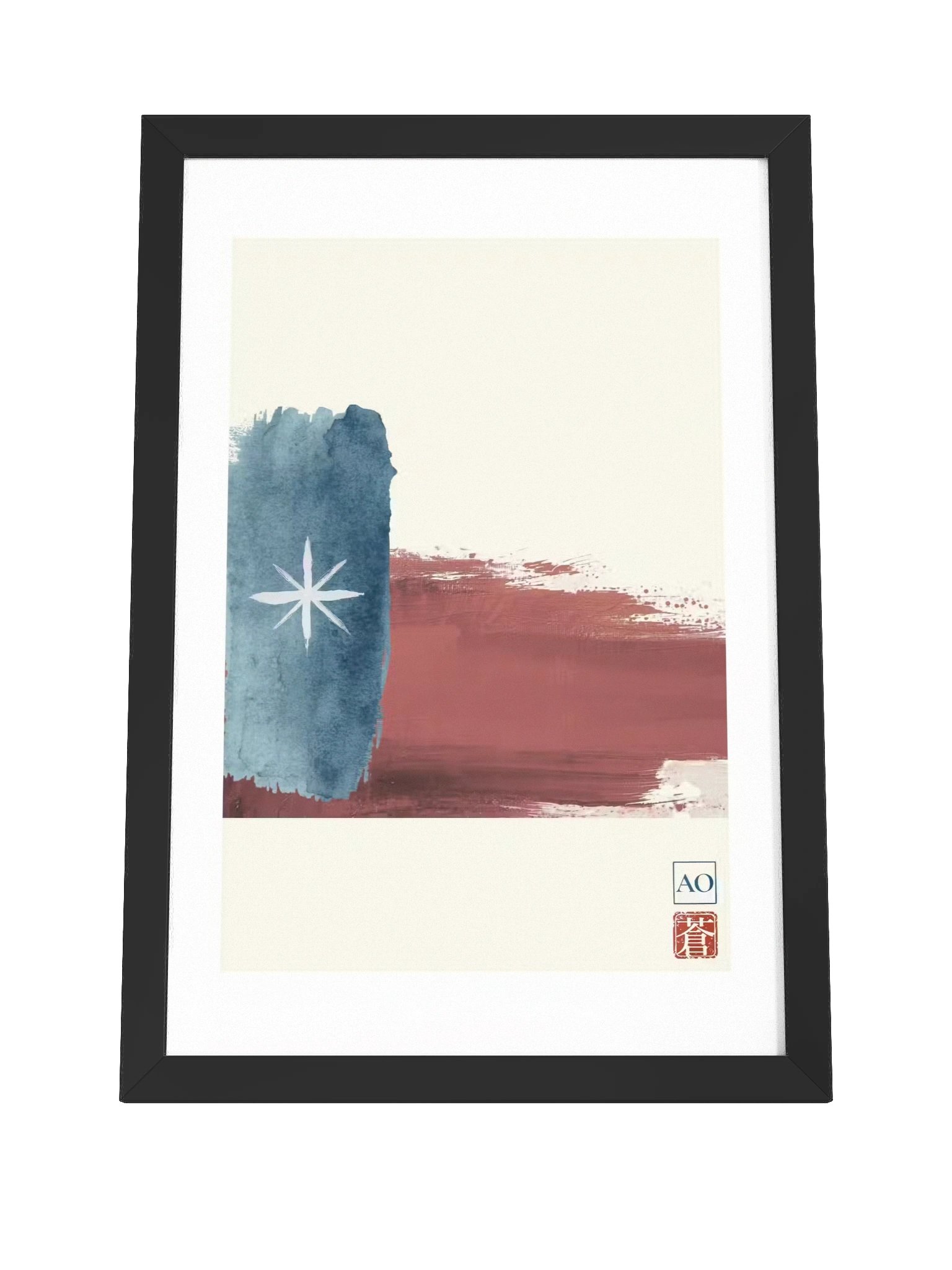 Texas Japanese Ink Art Print | Lone Star Spirit No.10 | Framed Wall Art - AO Japan Blue product image (4)