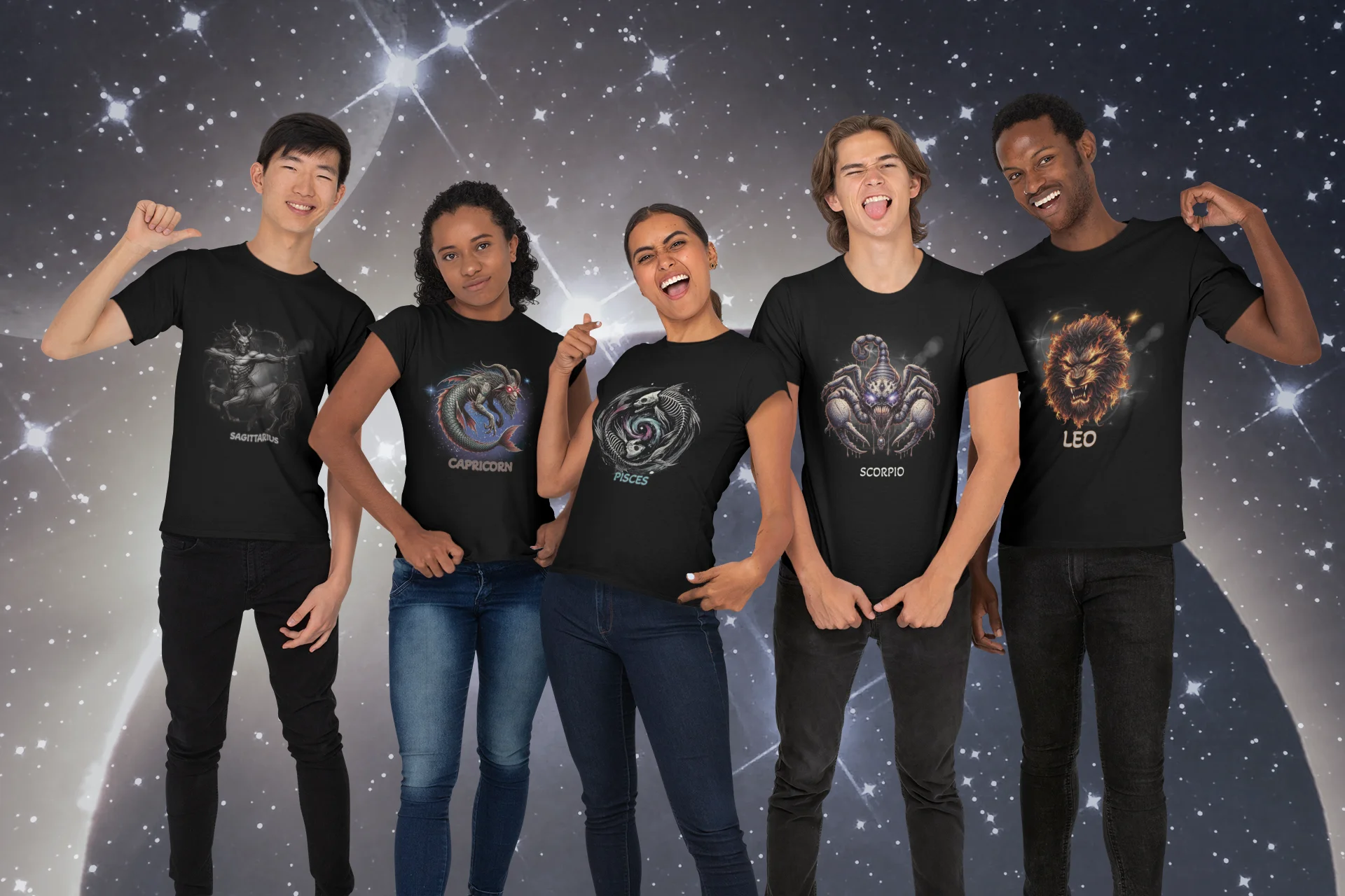 Demonic Zodiac T-Shirts| Gemini | Halloween Group Tshirt | Gothic Astrology Signs | Dark Horoscope Tees | Halloween Celestial Horror Clothing product image (4)