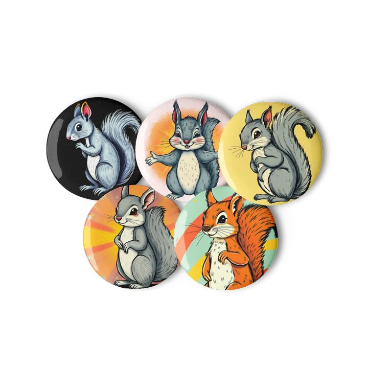 Whimsical Squirrel Pin Button Set product image (3)
