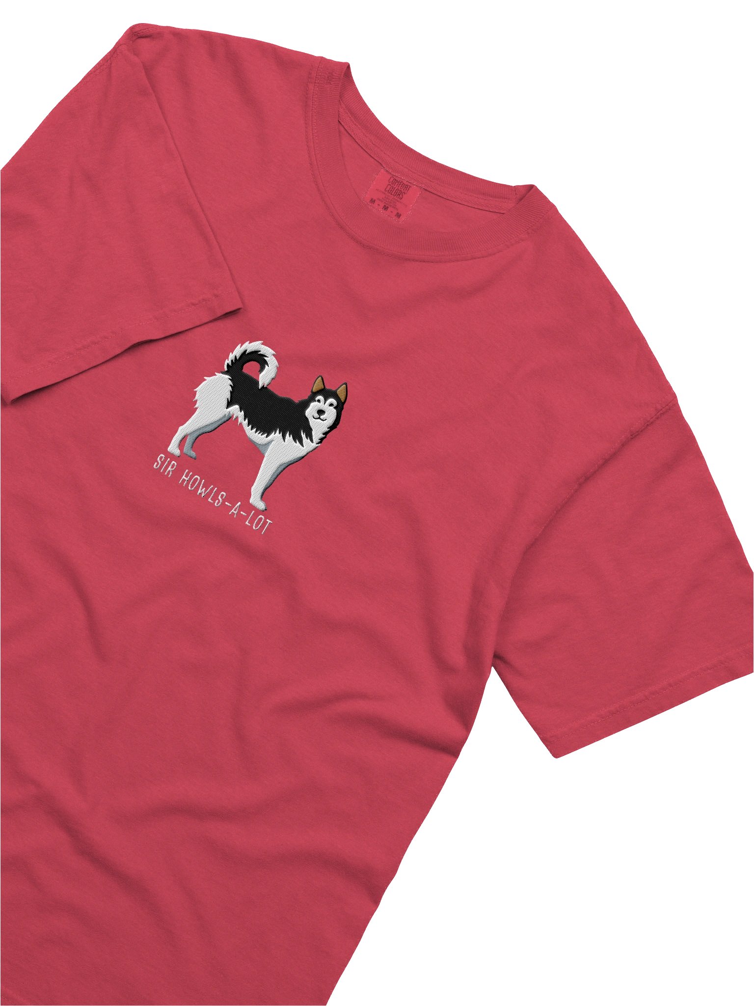 Sir Howls-A-Lot T-Shirt(Embroidered) of a Siberian Husky(Black & White) product image (8)