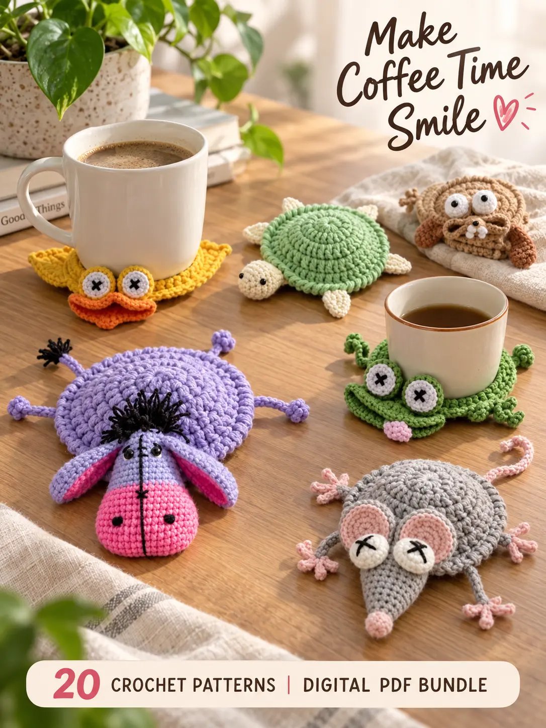 20 Pop-Up Animal Coasters Crochet PDF Bundle product image (2)