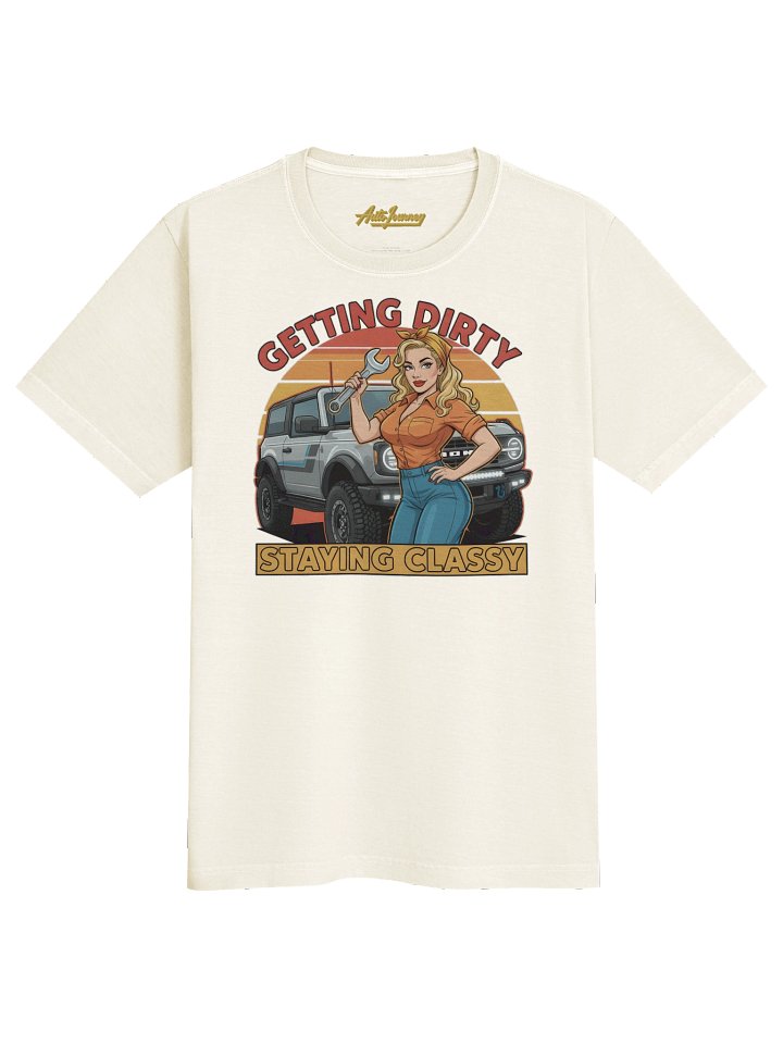 Unisex Oversized Getting Dirty Staying Classy Vintage Pinup Graphic Tee product image (2)
