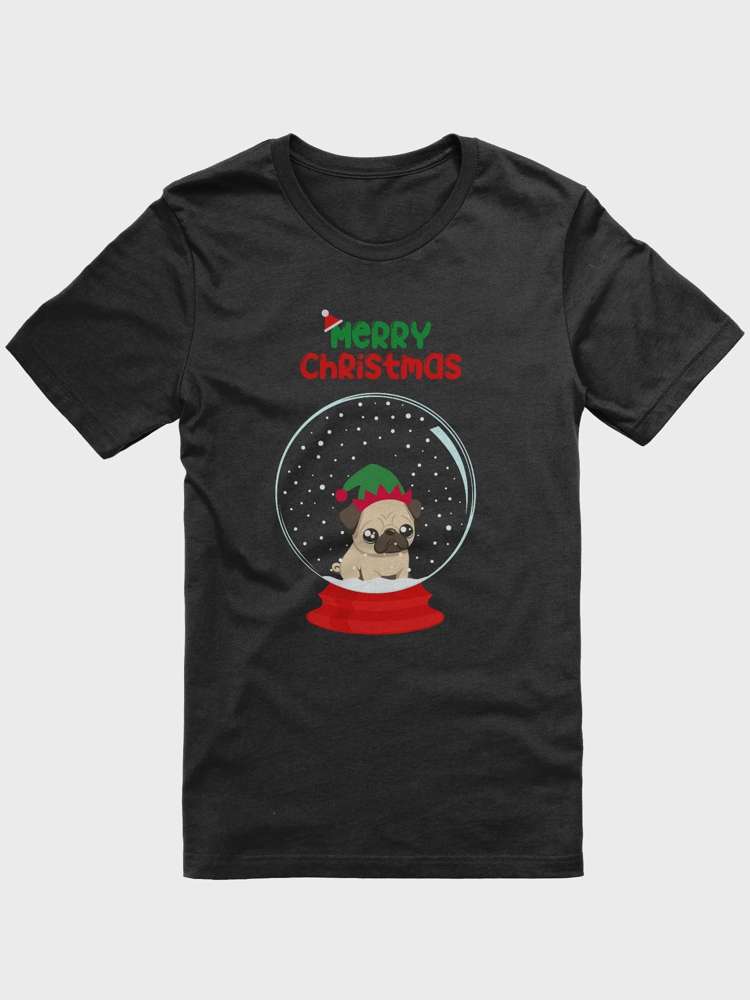 Christmas Pug Snow Globe T-Shirt product image (1)