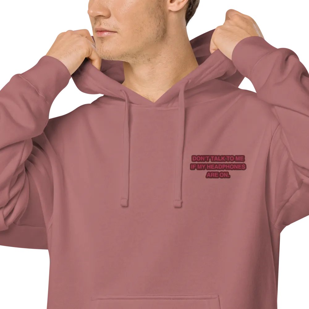 L.C. HEADPHONES ON (rose design) embroidered pigment hoodie product image (1)