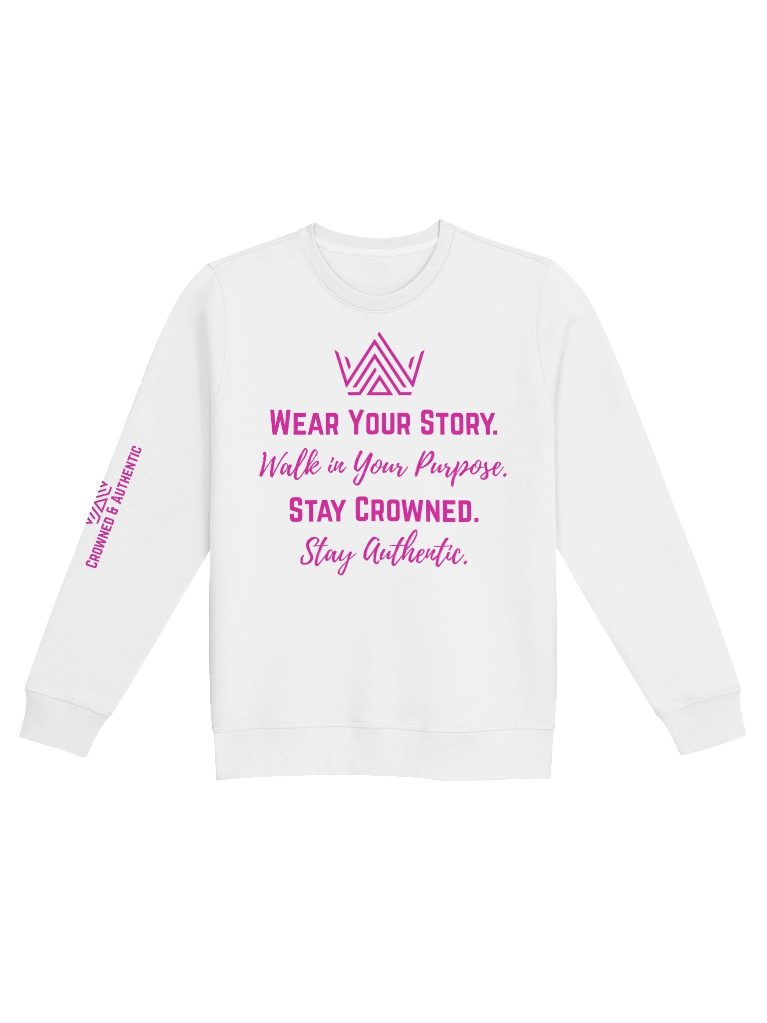 Crowned & Authentic Black Sweatshirt (Pink Design) product image (1)