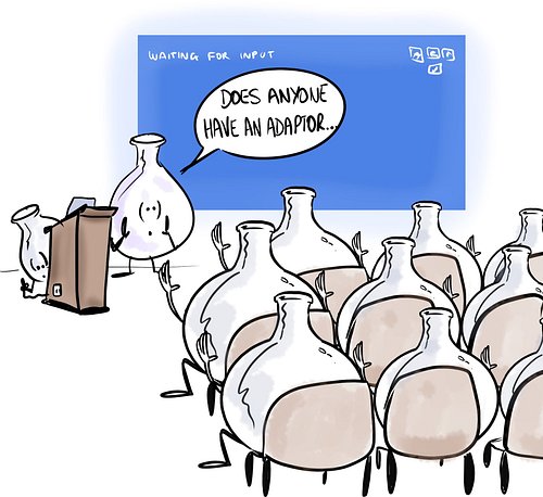 This is a common problem at international glassware conferences.

 #chemistry #chem #chemistrylab #chemistrymemes #pyrex