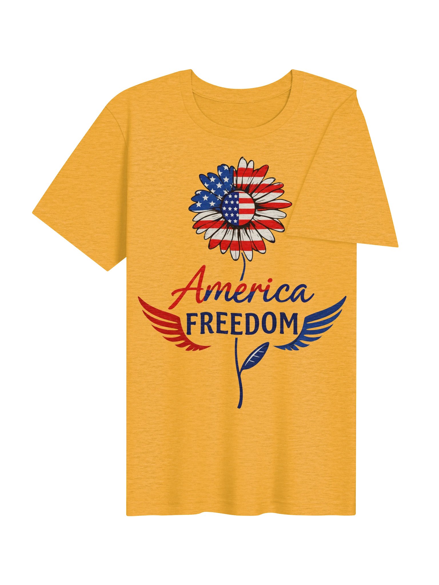USA Flag Flower Graphic | American Freedom Patriotic Tee - Bella+Canvas Supersoft T-Shirt product image (4)